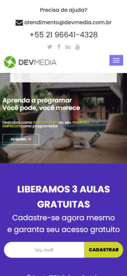 Landing page top mobile